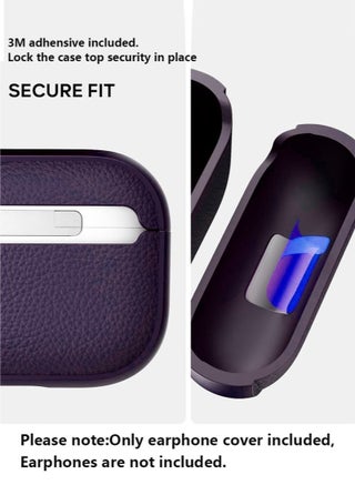 حافظة لجهاز AirPods Pro الجيل الثالث، متوافقة مع AirPods Pro الجيل الثالث (2025)، غطاء حماية من السقوط مع سلسلة مفاتيح، جلد صناعي ليتشي، حافظة TPU واقية مقاومة للصدمات (أرجواني غامق) - view 3